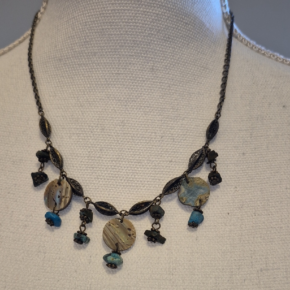 Vintage Boho Turquoise Charm Necklace & Bracelet